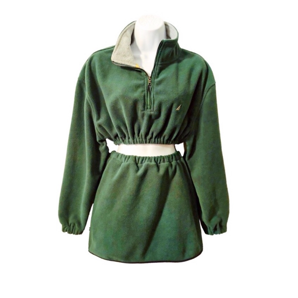 Nautica Re-Worked Fleece 1/4 Zip Co Ord Skirt Set